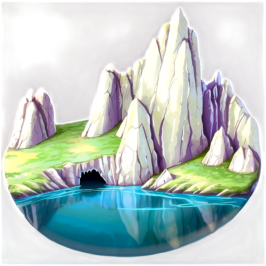 Cave With Crystal Lake Png 59