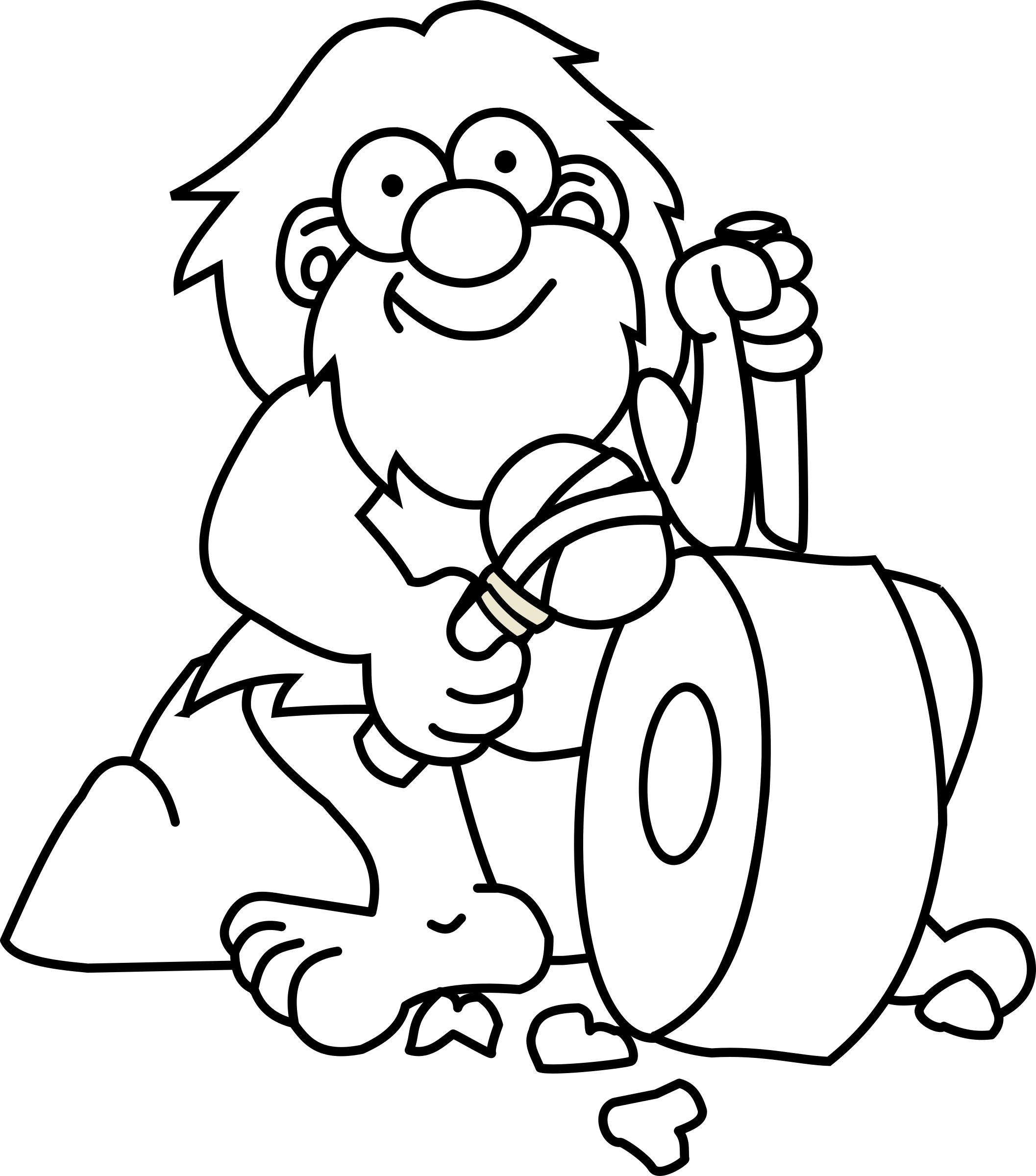 Caveman_ Cartoon_ Character_ With_ Wheel