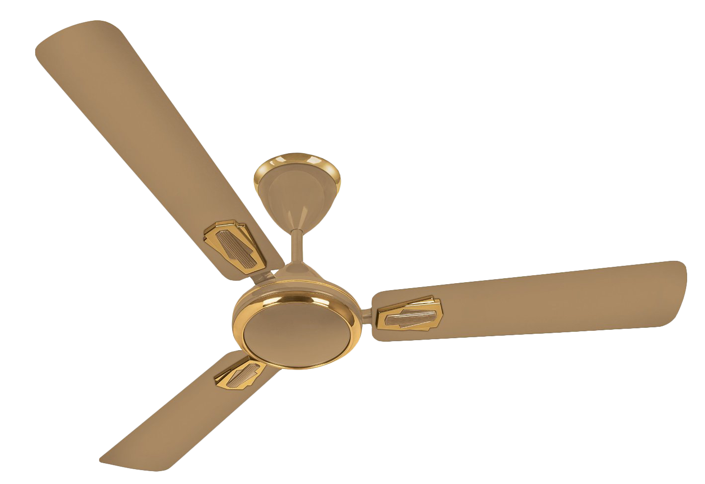 Ceiling Fan Golden Finish PNG with transparent background