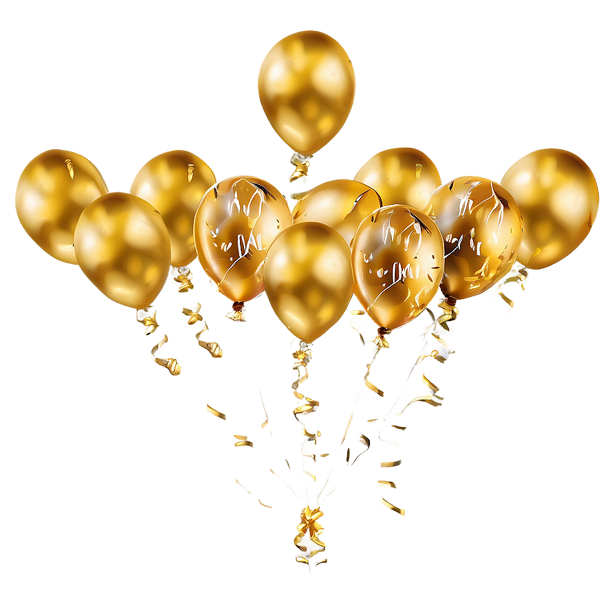 Celebration Gold Balloon Png 06212024