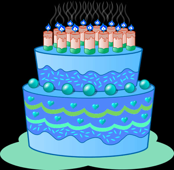 Celebratory Birthday Cake Illustration