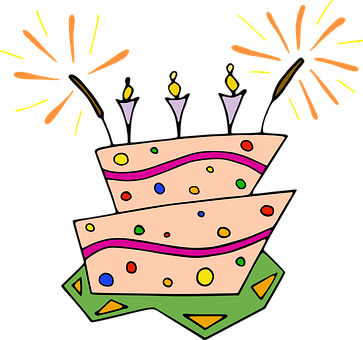 Celebratory Birthday Cake Illustration PNG with transparent background