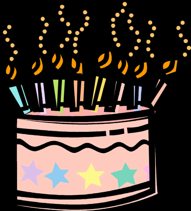 Celebratory Birthday Cake Illustration PNG with transparent background