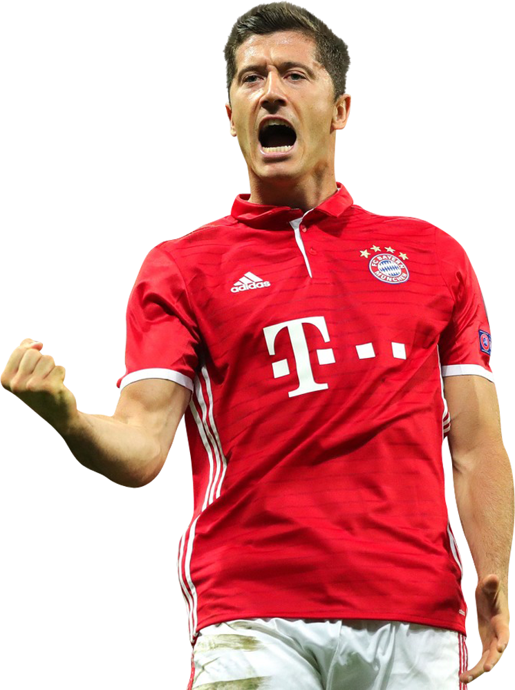 Celebratory Footballerin Red Jersey PNG with transparent background