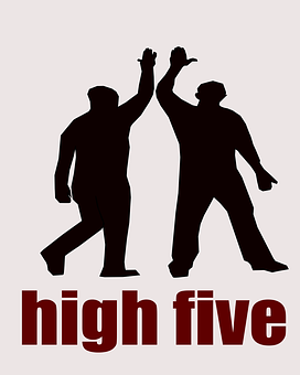 Celebratory High Five Silhouette PNG with transparent background
