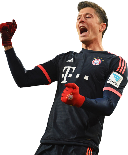 Celebratory Soccer Player Lewandowski PNG with transparent background