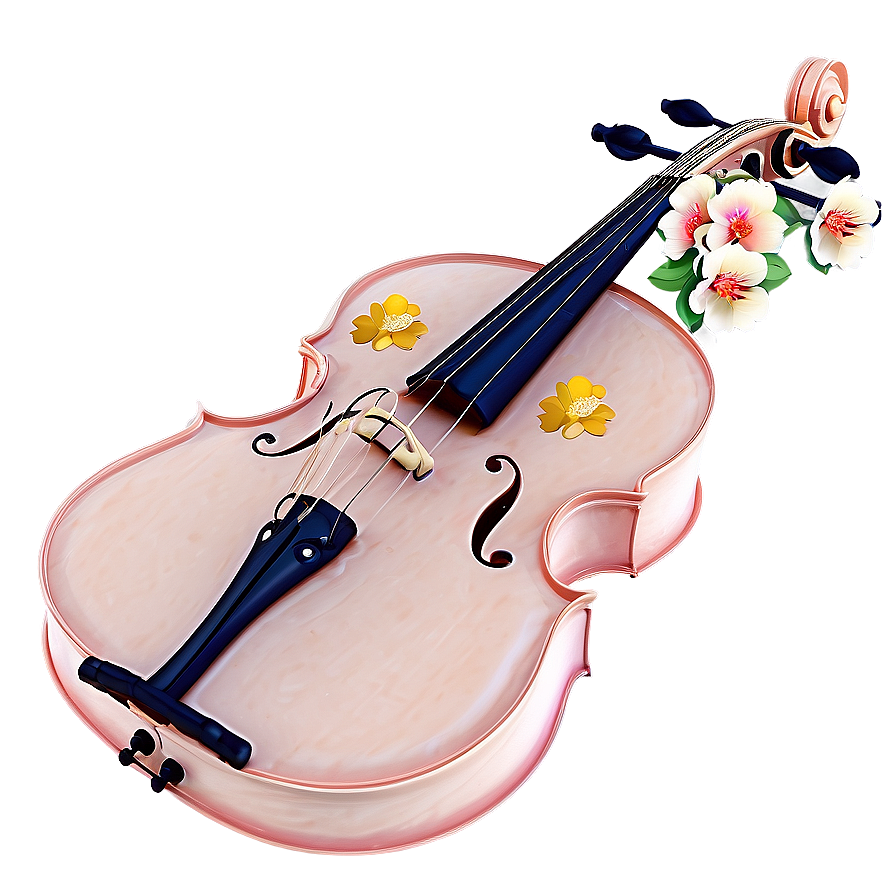 Cello With A Floral Wreath Png Yaa89