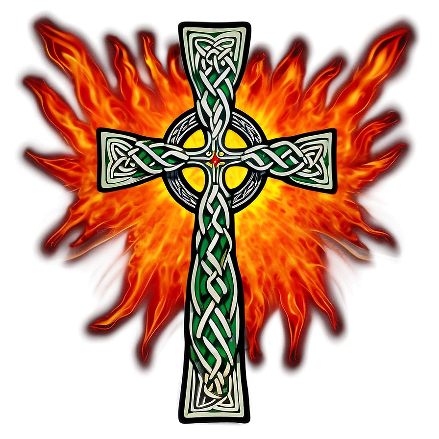 Celtic Cross In Fire Design Png 06212024