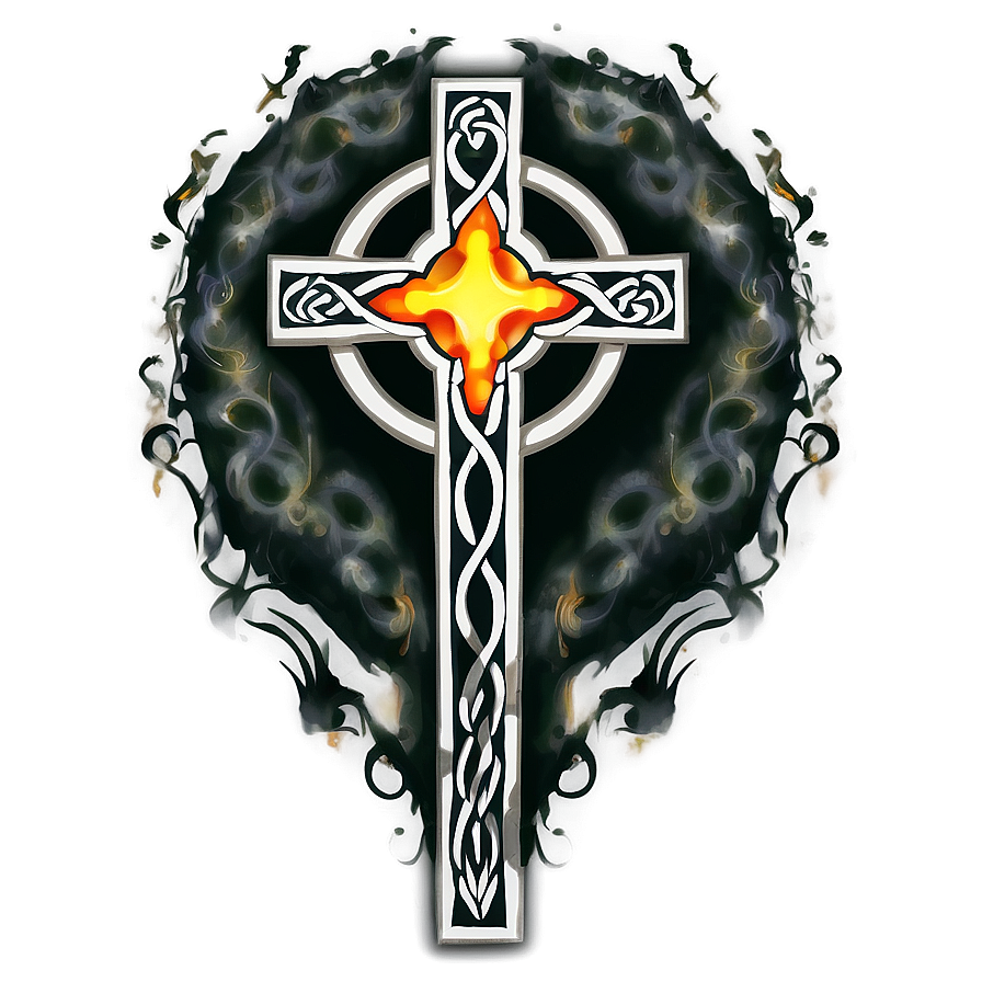 Celtic Cross In Fire Design Png 40