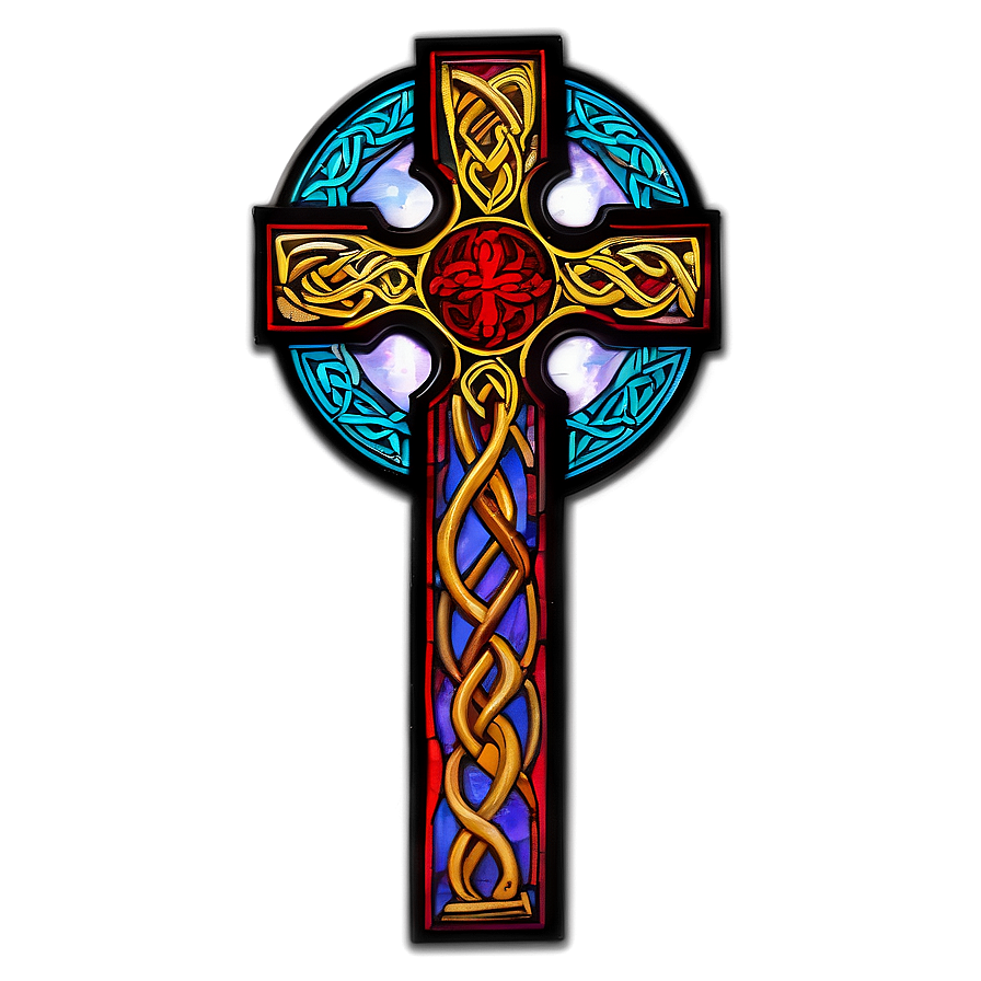 Celtic Cross In Stained Glass Png Dxr