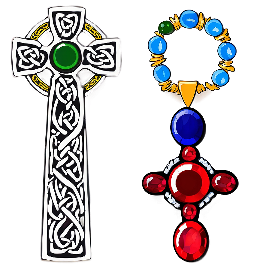 Celtic Cross With Gemstones Png 06212024