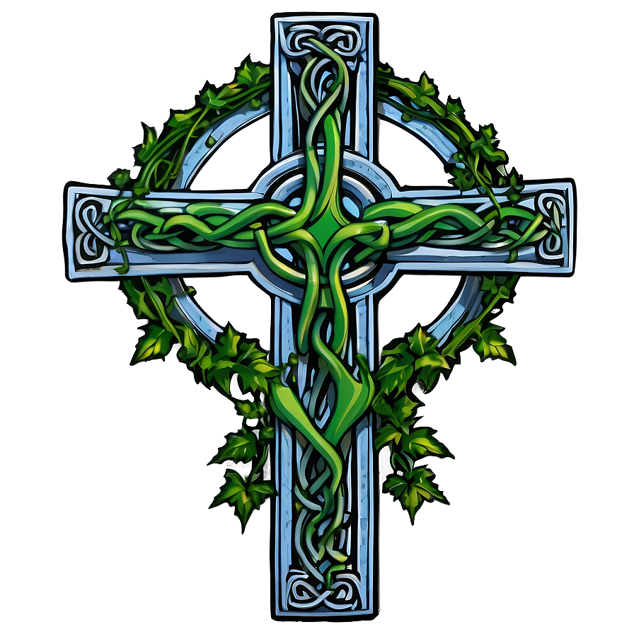 Celtic Cross With Ivy Vines Png 14