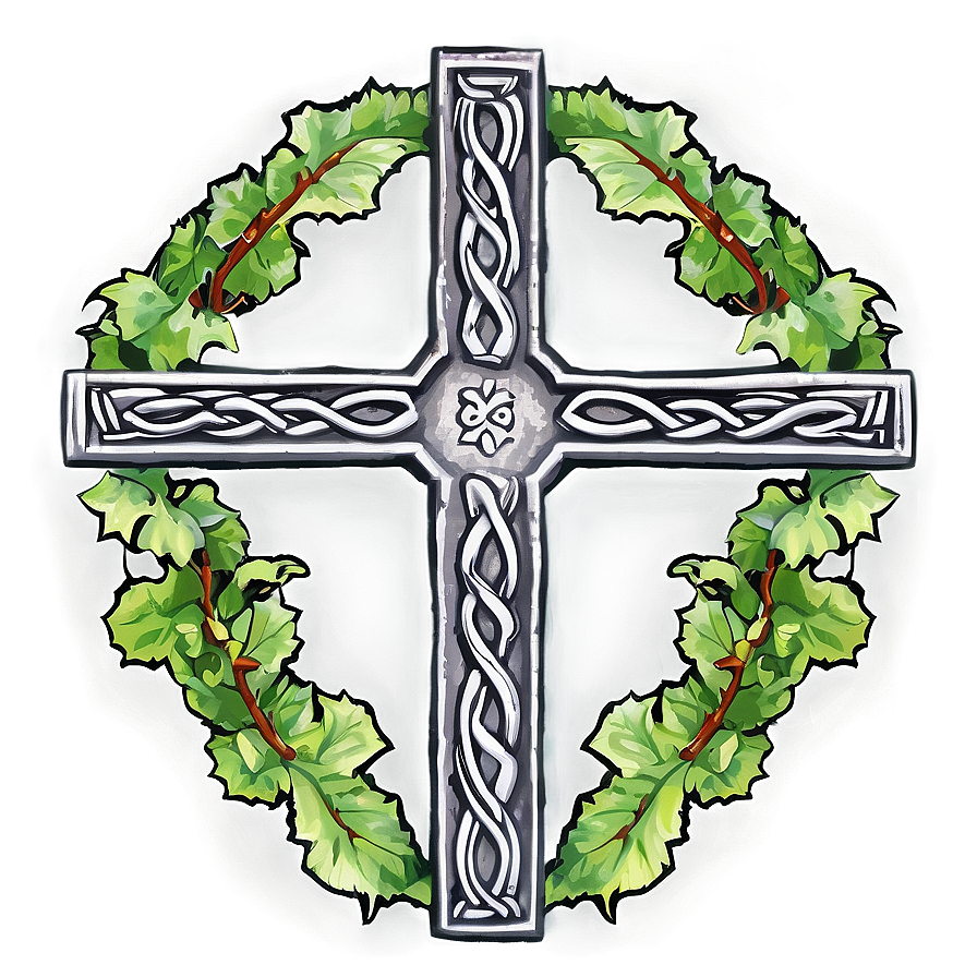 Celtic Cross With Ivy Vines Png Qqr49