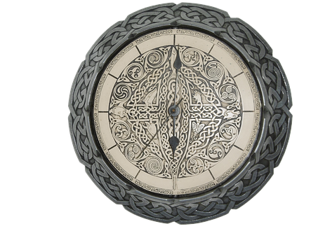 Celtic Style Wall Clock PNG with transparent background