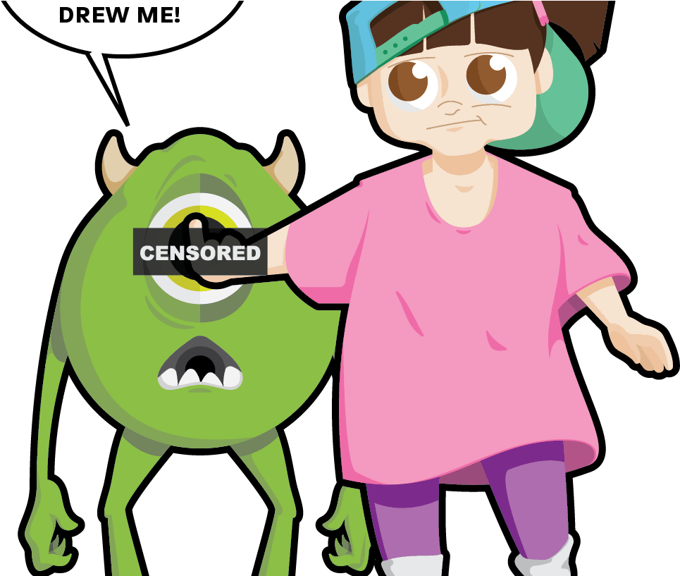 Censored Monsterand Child Cartoon