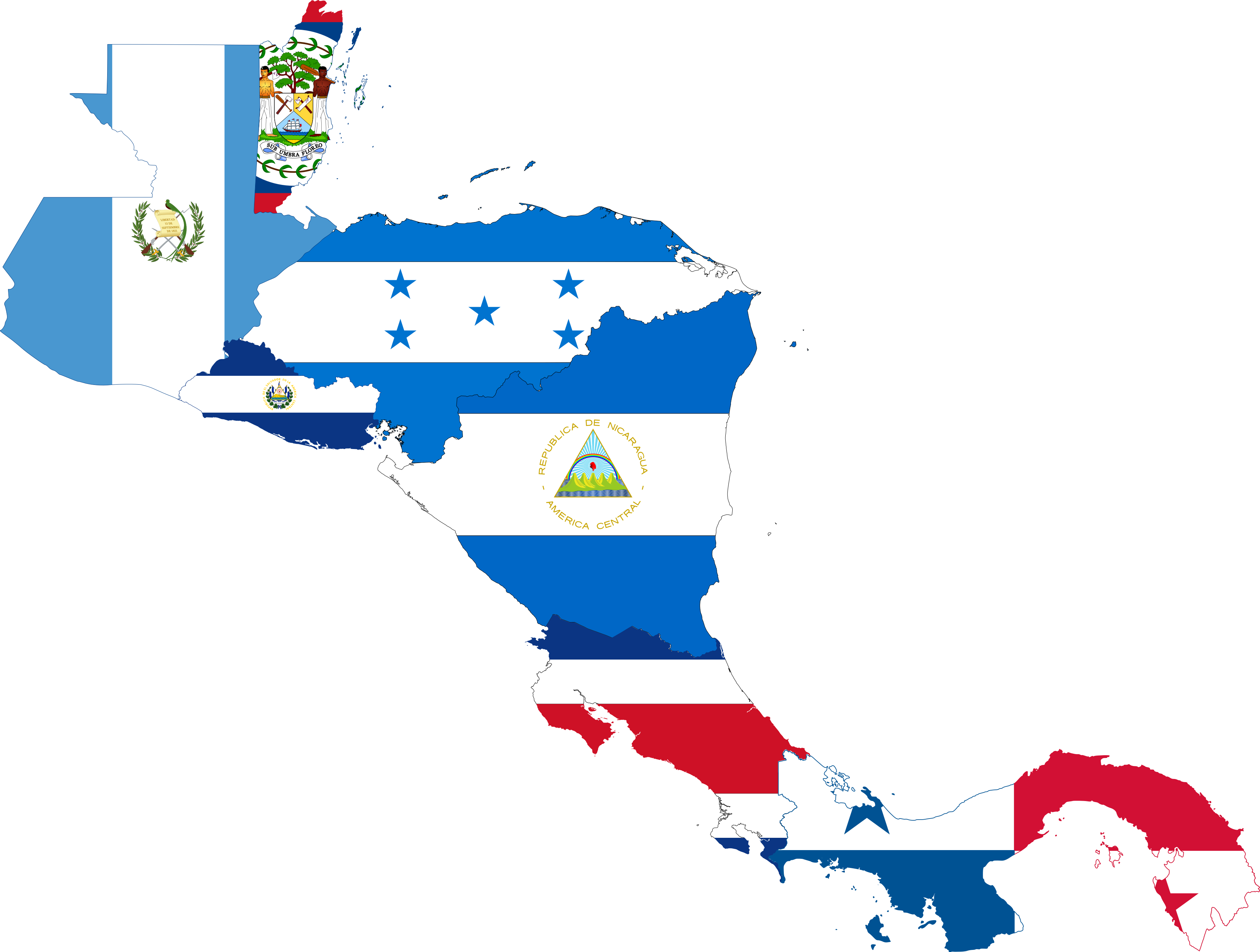 Central American Flags Map