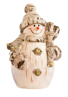 Ceramic Snowman Figurine Waving PNG with transparent background