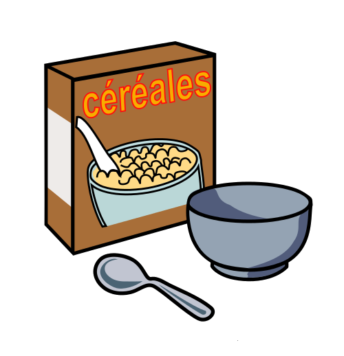 Cereal Box Bowl Spoon Clipart PNG with transparent background