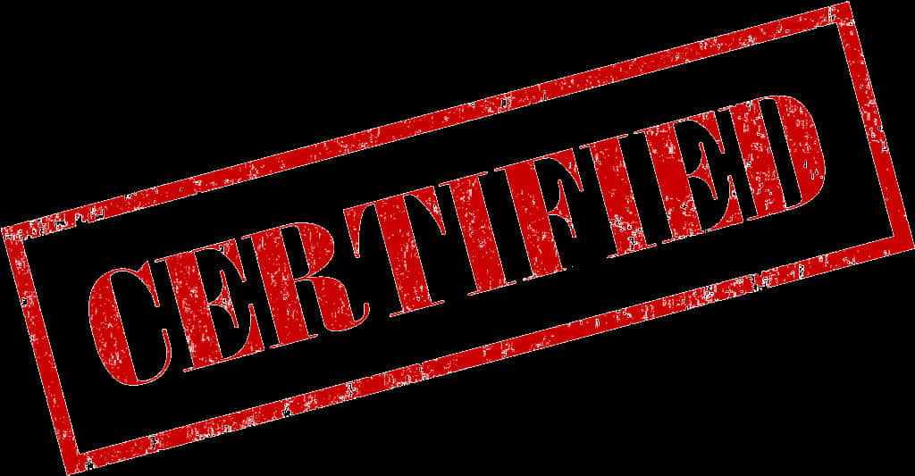 Certified Stamp Red Black Background PNG with transparent background