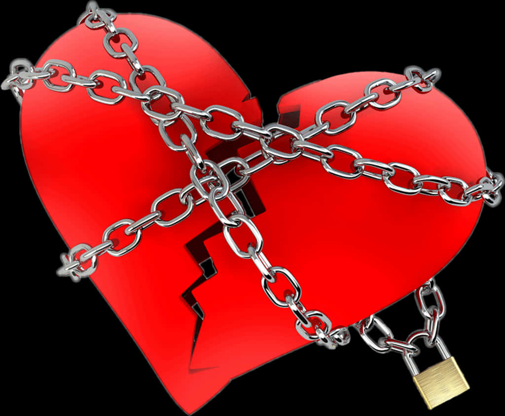 Chained_ Broken_ Heart_ Concept PNG with transparent background