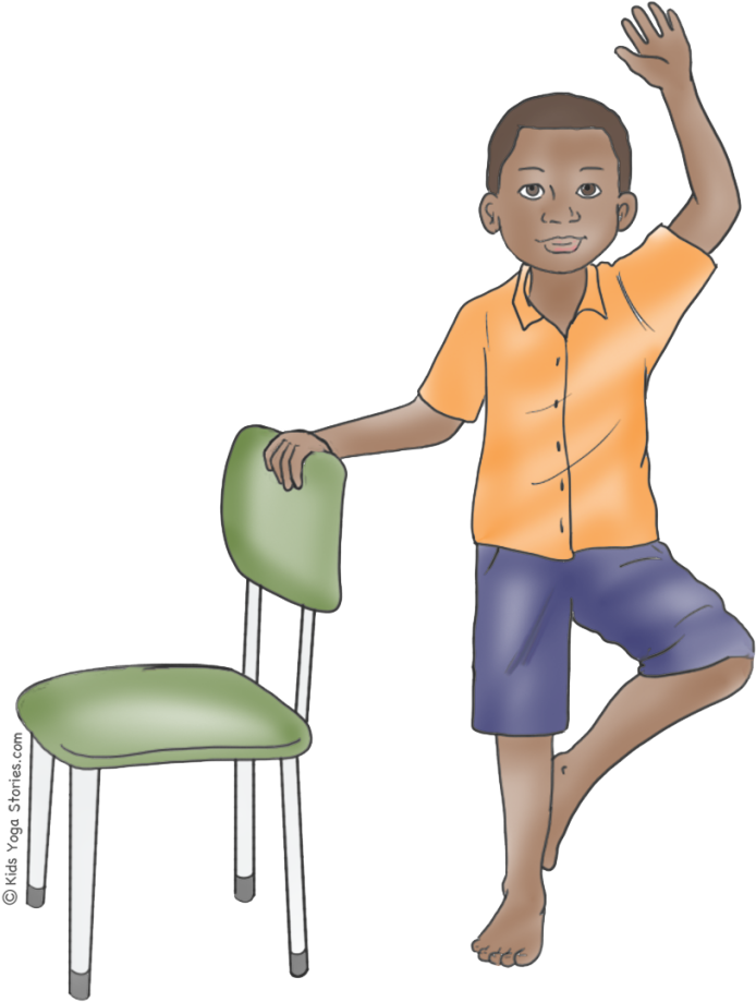 Tree Pose For Kids Using A Chair - Chair Yoga Poses Png, Transparent Png PNG with transparent background