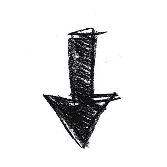 Chalkboard Style Down Arrow PNG with transparent background