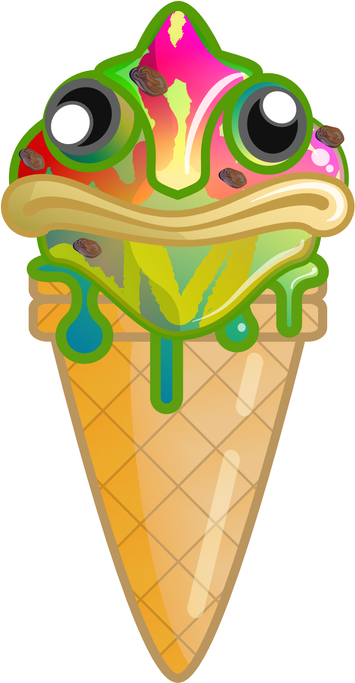 Chameleon Ice Cream Cone Illustration