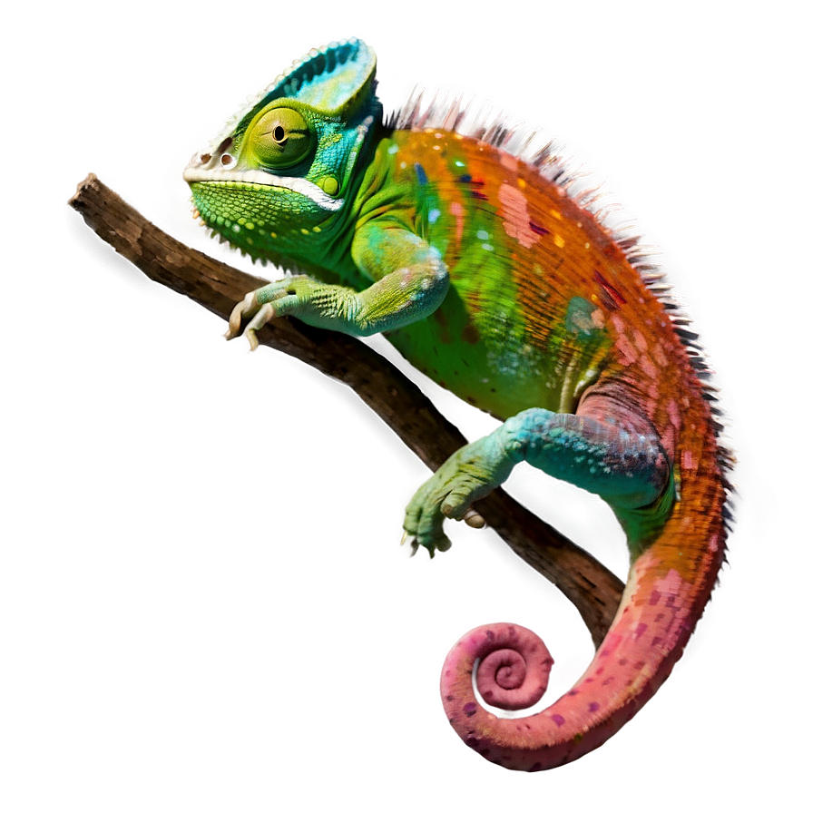 Chameleon In Dynamic Pose Png 96