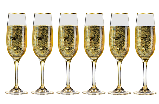 Champagne Glasses Row Celebration PNG with transparent background