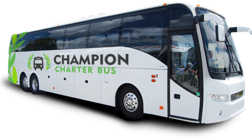 Champion Charter Bus Tour Vehicle PNG with transparent background