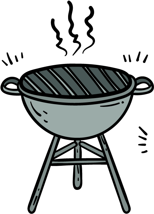 Charcoal Grill Cartoon Illustration