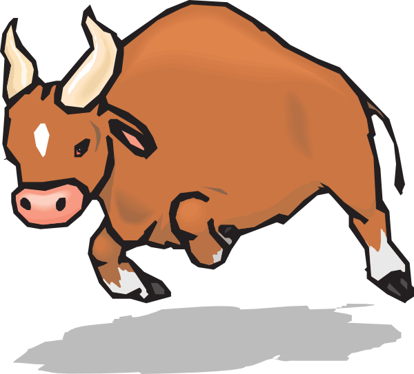 Charging Bull Cartoon PNG with transparent background