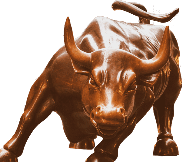 Charging Bull Sculpture PNG with transparent background