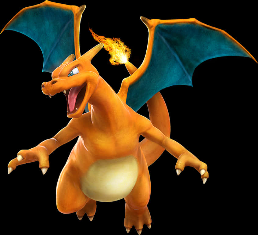 Charizard_ Fire_ Breathing_ Pokemon PNG with transparent background