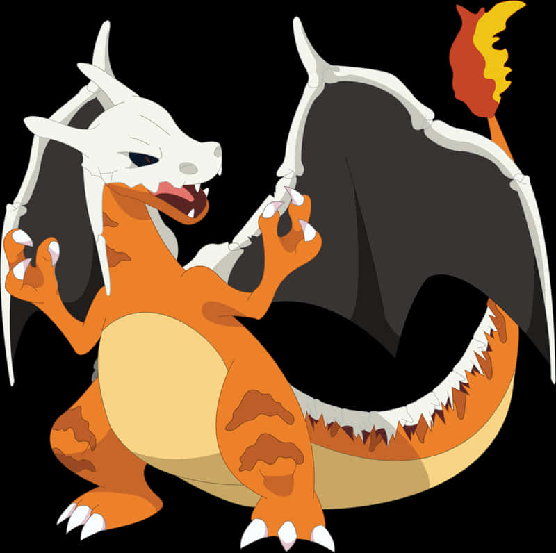 Charizard_ Flame_ Tail_ Animated_ Character PNG with transparent background