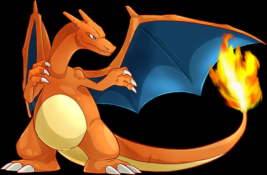 Charizard_ Flame_ Tail_ Illustration PNG with transparent background
