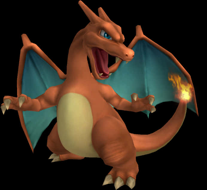 Charizard_ Flaming_ Tail PNG with transparent background