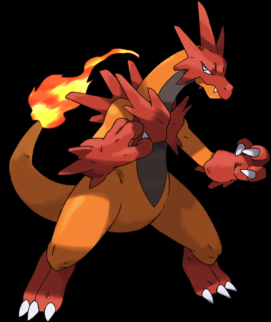 Charizard_ Flaming_ Tail PNG with transparent background