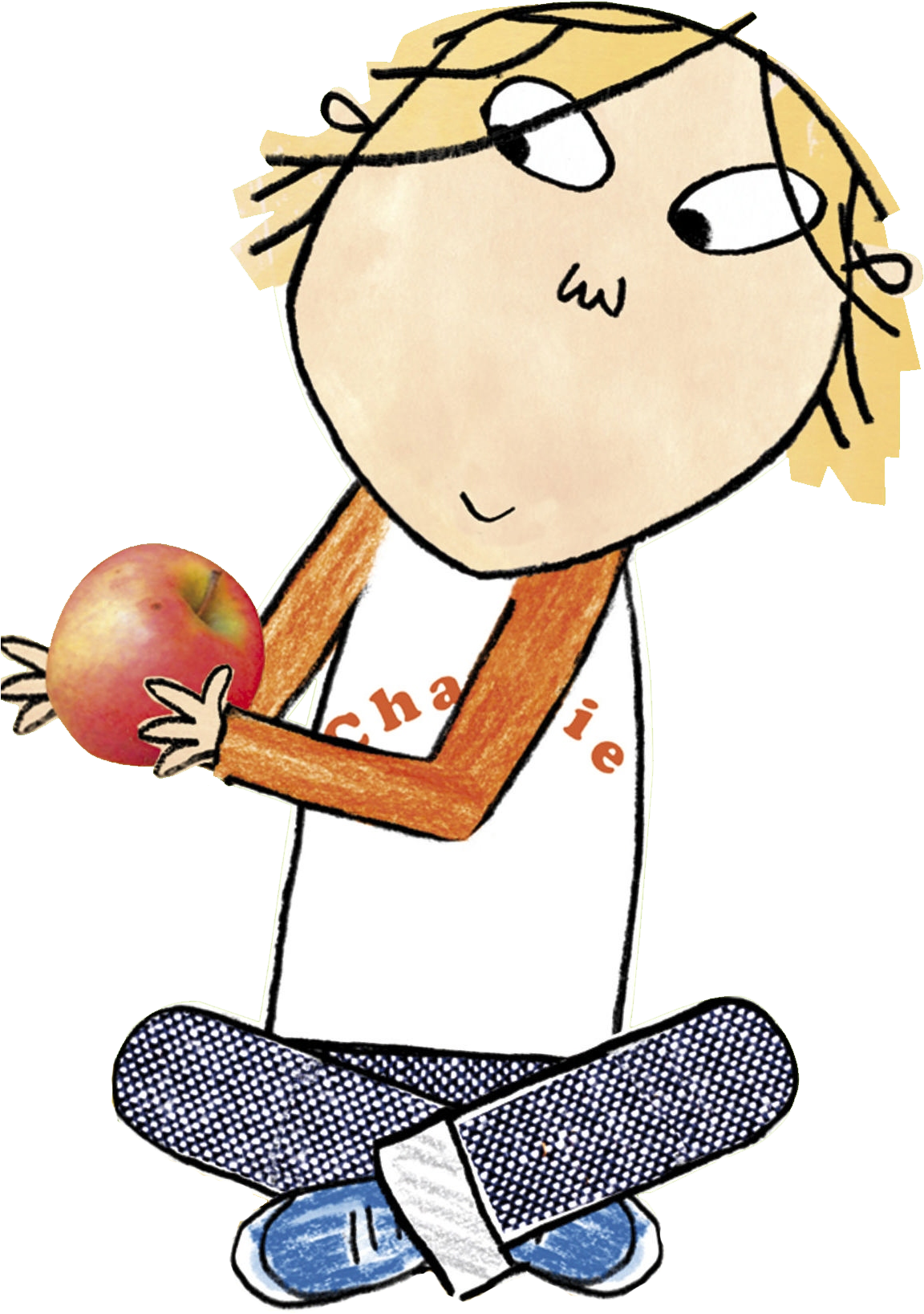 Charlie_ Holding_ Apple_ Illustration