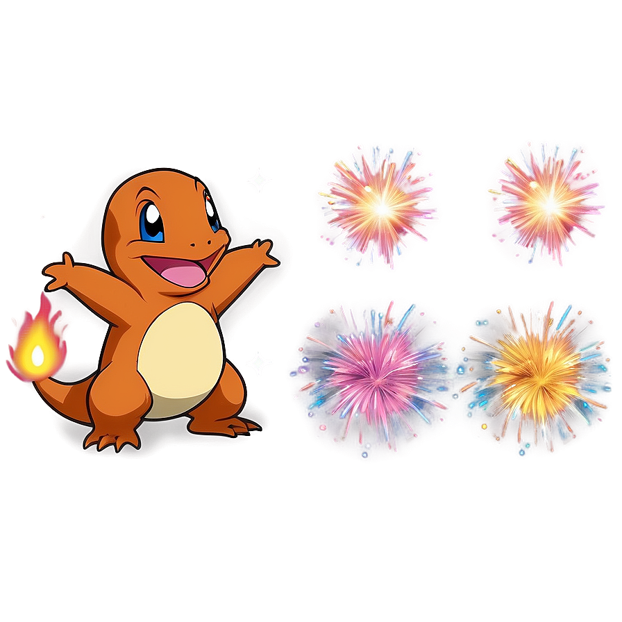 Charmander With Fireworks Png 3