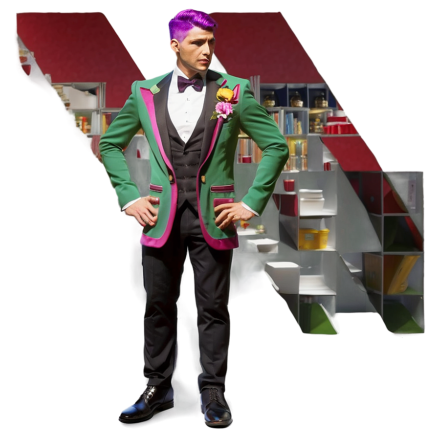 Charming Purple Hair Gentleman Png 48