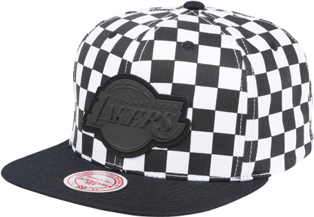 Checkered Los Angeles Lakers Cap PNG with transparent background