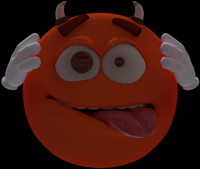 Cheeky Devil Emoji Expression PNG with transparent background