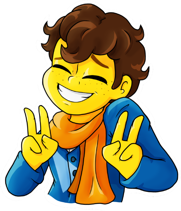 Cheerful Cartoon Character Peace Sign