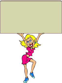 Cheerful Cartoon Girl Jumping