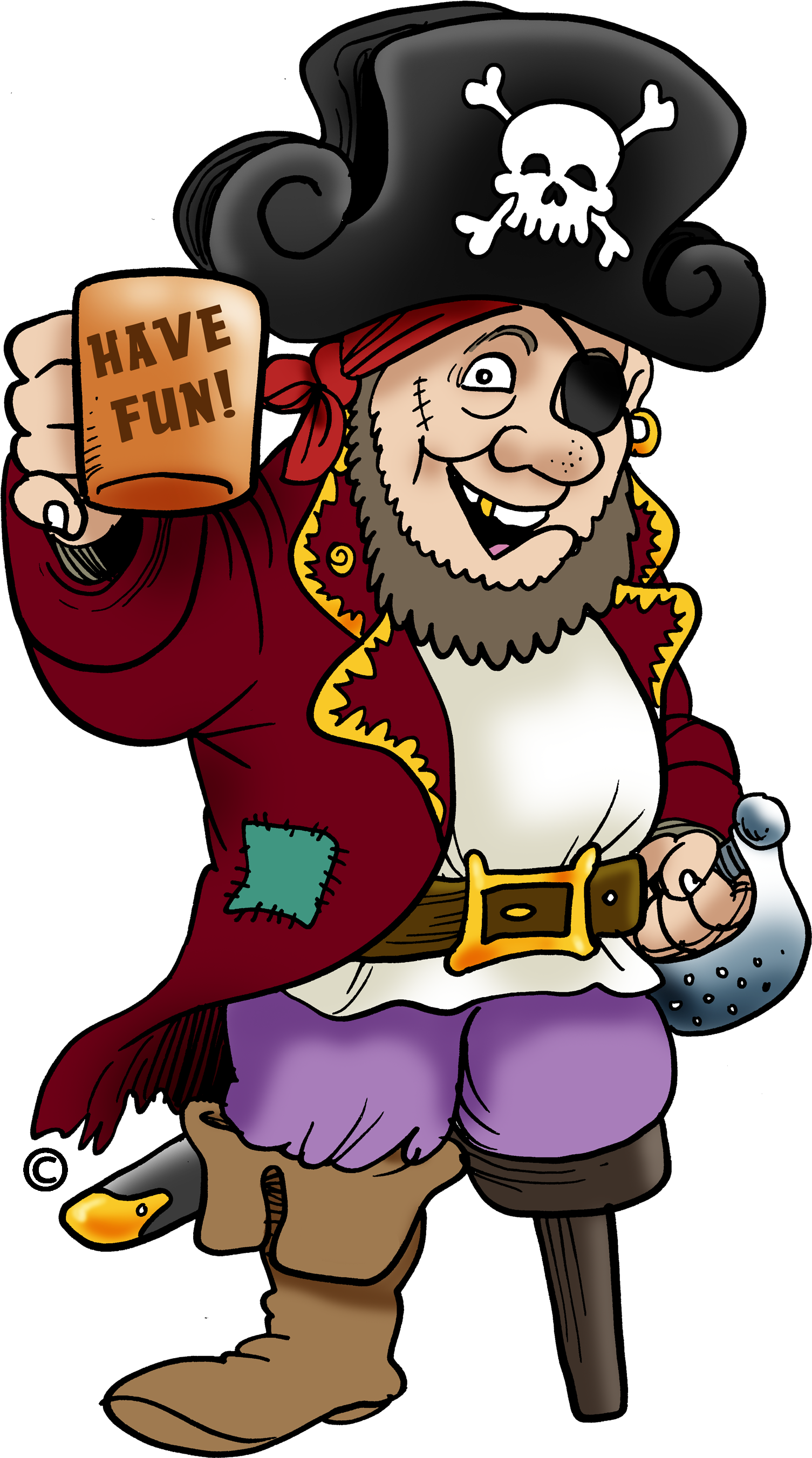 Cheerful Cartoon Pirate Having Fun