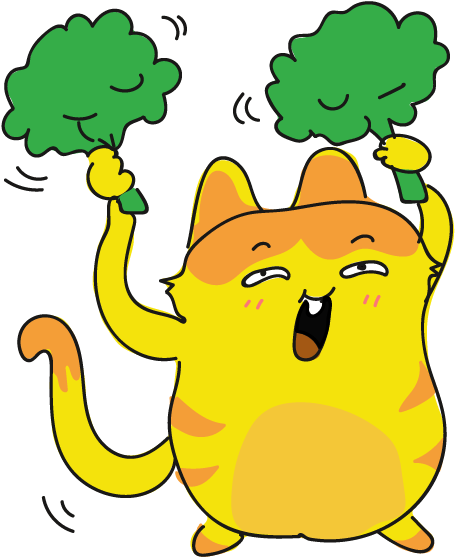 Cheerful Cat Cartoon With Pom Poms