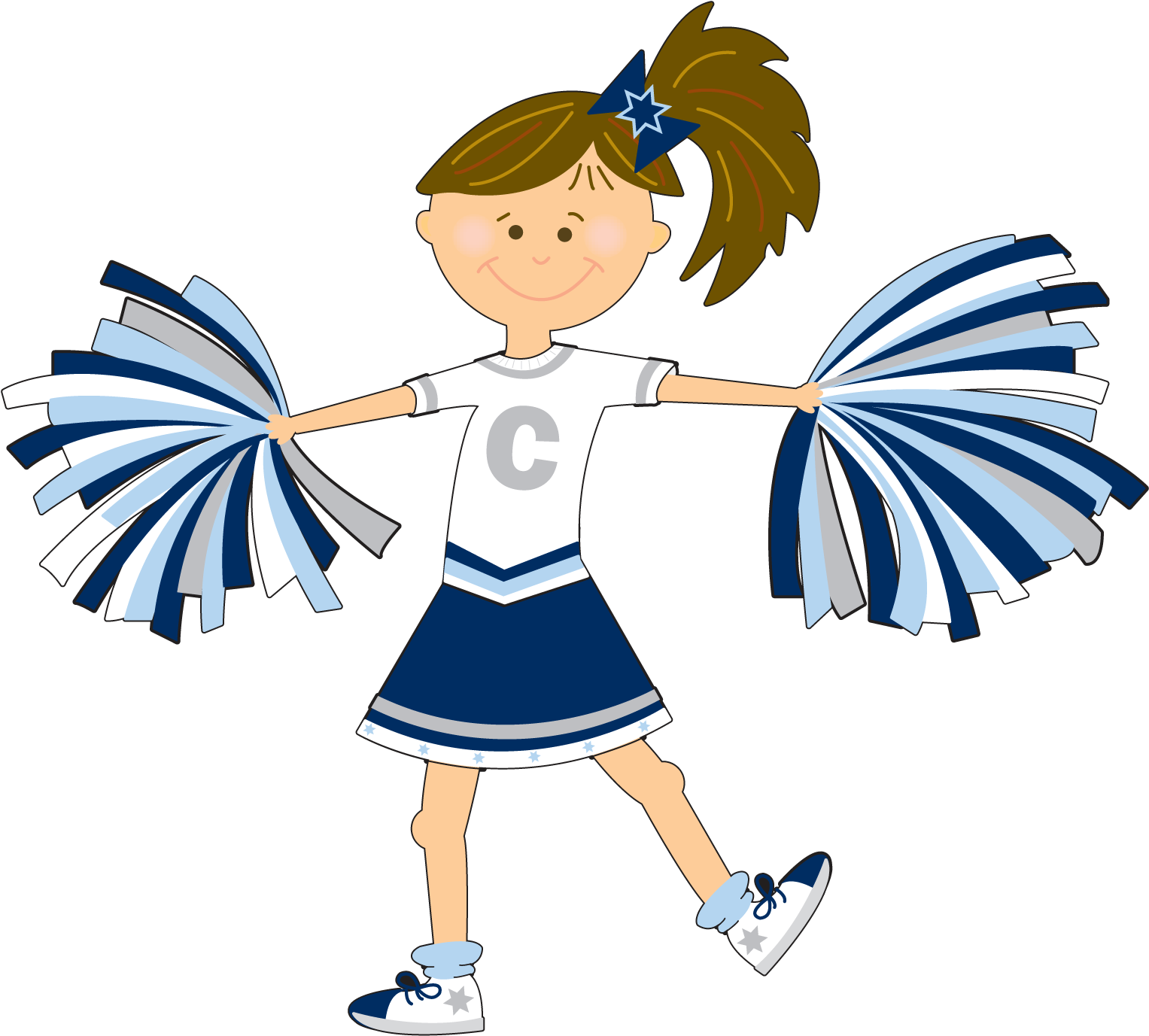 Cheerful Cheerleader Cartoon PNG with transparent background