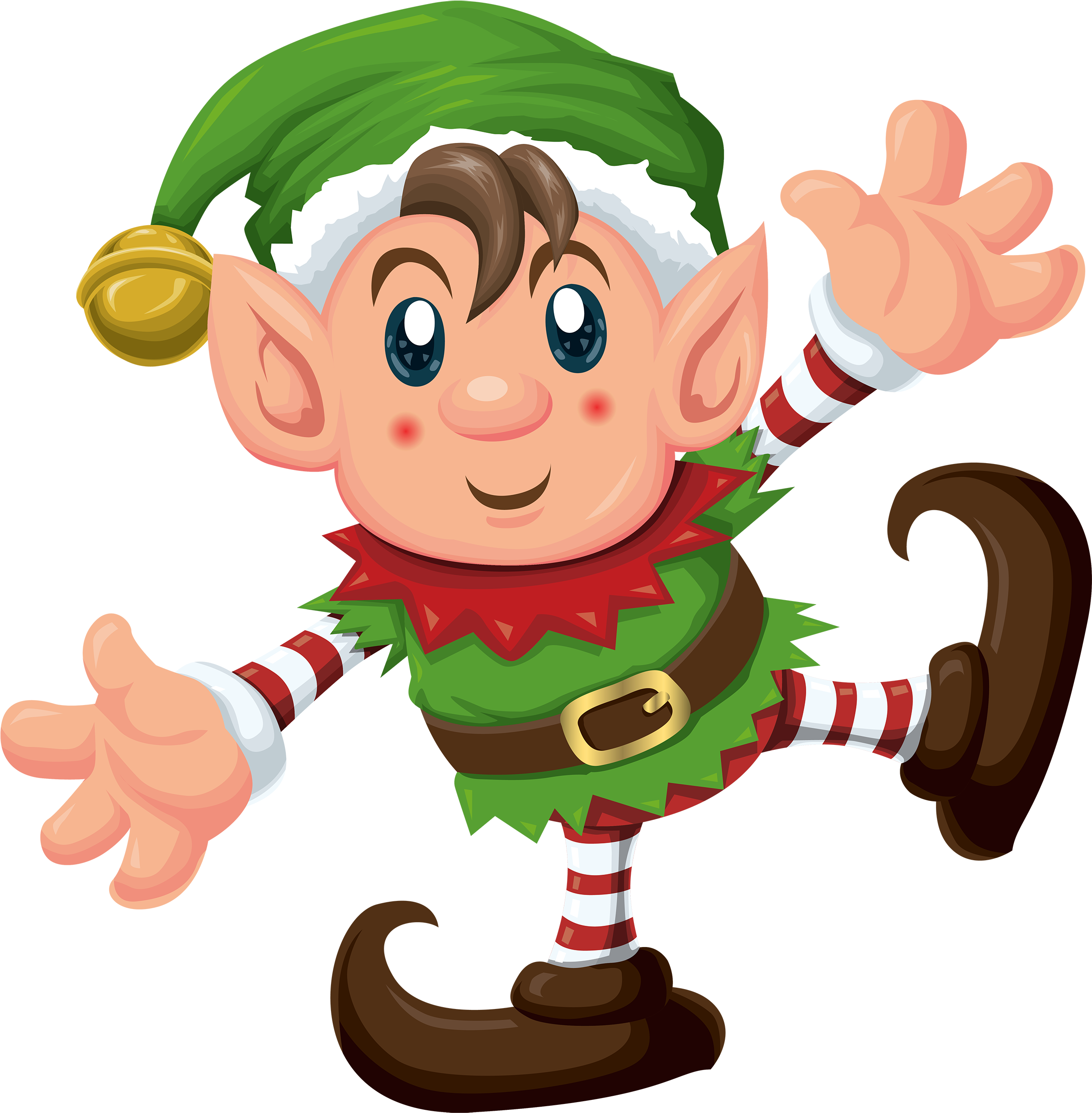 Cheerful Christmas Elf Cartoon