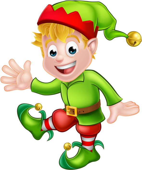 Cheerful Christmas Elf Waving